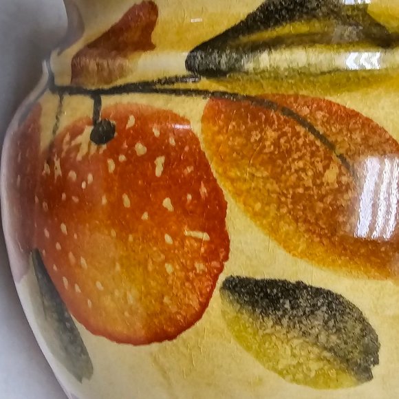 Italica ARS Hand Painted Pottery Ceramic warm orange Fruit Peach Vase Italy - Picture 10 of 16